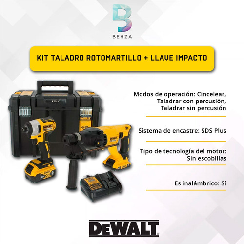 Kit Dewalt Taladro Rotomartillo + Llave Impacto Brushles 20v