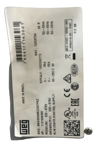 Soft Starter Ssw06 85 A Weg (Usado)