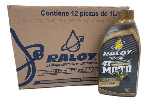 Aceite Raloy 100% Sintetico Sae 10w40 Ma2 Moto 4t Caja 12l