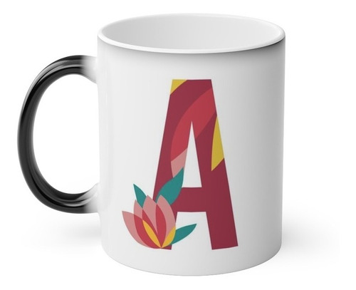 Taza Mágica Letras Flores Personalizado Nombre Regalo