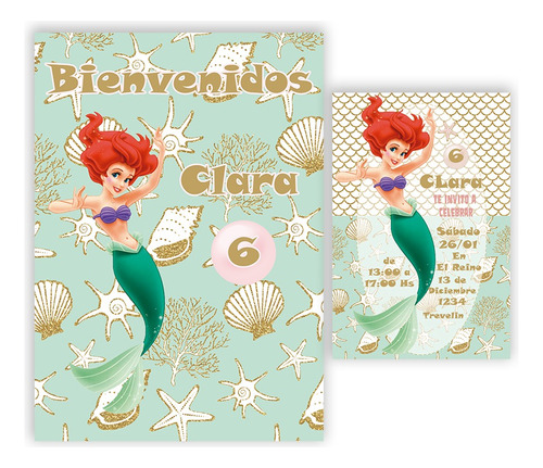 Mini Kit Imprimible La Sirenita Princesa Ariel  + Inv Dig