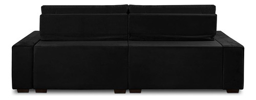 Sofá Retrátil Reclinável 3 Lug Molas 2,10m Duda Preto Adonai