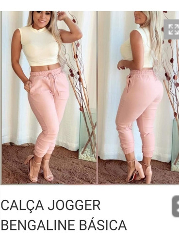 Calça Jogger Feminina Bomber Bengaline Com Elastico E Bolso