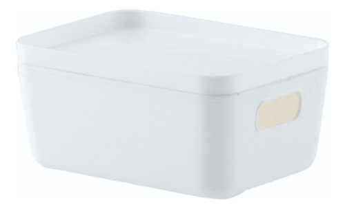 Cesto Organizador Multiuso C/ Tampa Idealle Cor Branco 18x13x8cm