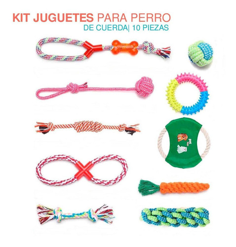 Kit Juguete Masticable Cuerda Para Perro 10 Piezas Mordedera