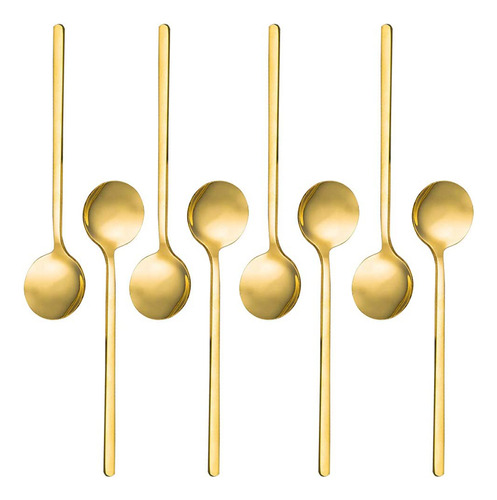 Cuchara De Café De Acero Inoxidable Chapado En Oro, 8 Paquet