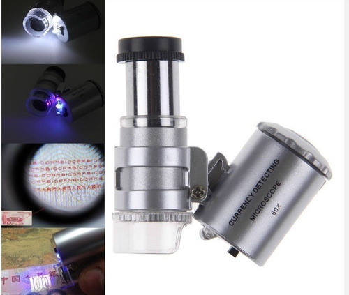 30X 60X LED Mini Pocket Lupa Lupa Lupa de mano Microscopio portátil Joyero Moneda Detector UV Len 