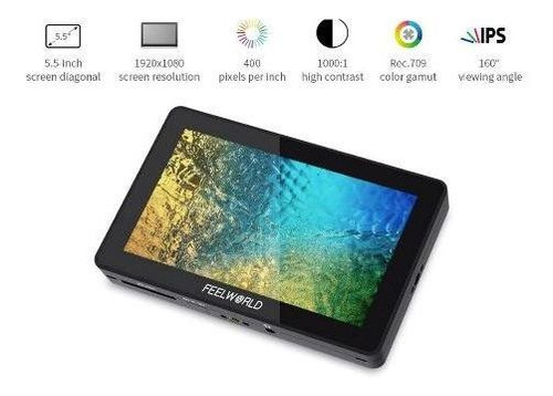 Imagem 6 de 7 de Monitor F6 Plus Feelworld Tela 5.5 4k Touch 3d Lut