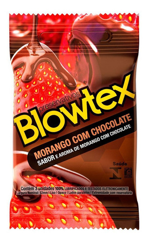 Imagem 1 de 1 de Preservativo Sabor E Aroma Morango C Chocolate 3 Uni Blowtex