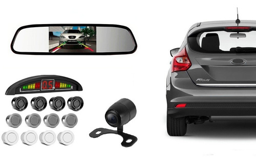 Retrovisor Com Tela Camera Re Sensor De Estacionamento Focus