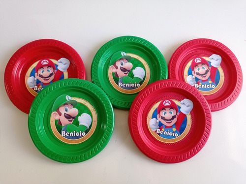 Imagen 1 de 10 de Platos Mario Bros Cumpleaños Decoración