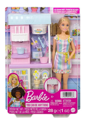 Barbie Set Heladería Con Muñeca Mattel