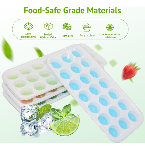 Houjip Paquete De 4 Bandejas Para Cubitos De Hielo, De Silic