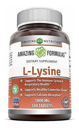 L-lysine 1000mg Apoyo Inmunologico Respiratorio 180 Tab