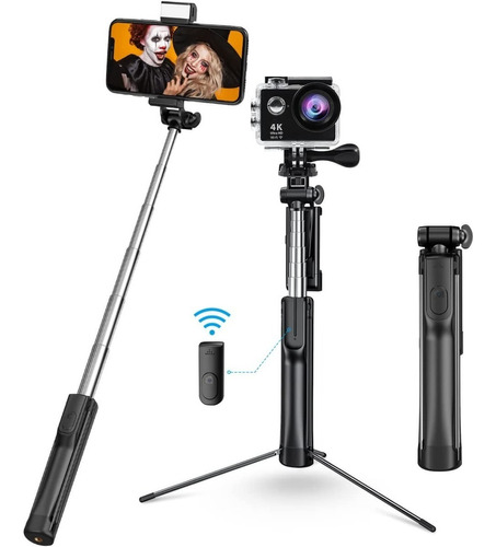 Imagen 1 de 6 de Tripode Selfie Stick Bluetooth Con Luz Gopro Y Celulares 360