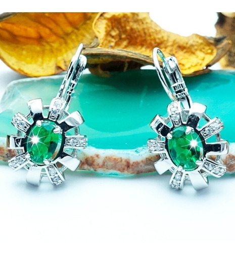 Imagen 2 de 7 de Aretes Pendientes Oro 18k 7 Mod. Sol Luna Joyeria Mujer Lujo