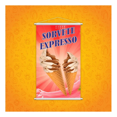 Banner Sorvete Expresso Soft Casquinha Sorveteria 80x50cm