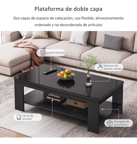 Mesa De Salón Moderna Para Sala 2 Niveles 120cm