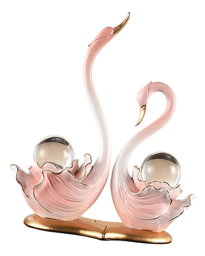 2 Piezas Figuras De Cisne Escultura Manualidades De Rosa
