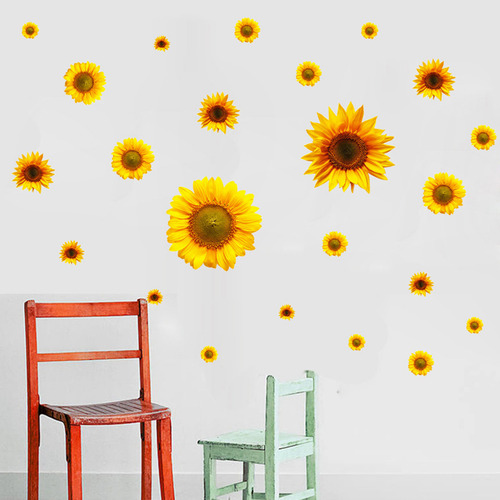 Pegatinas De Pared Autoadhesivas Con Diseño De Girasol, Dise