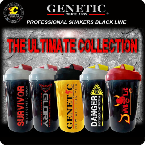 Imagen 5 de 10 de Mayorista 10 Vasos Shaker Iron Black Genetic 600ml Proteínas