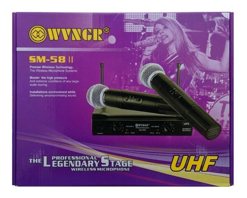 Kit Microfonos Inalambricos Wvngr Sm-58 Receptor Uhf Karaoke