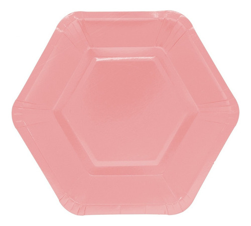Plato Hexagonal Colores 17 Cm X6 Descartables - Cc Color Rosa