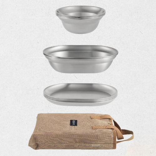 Juego De Platos Y Tazones De Acero Inoxidable, Utensilios