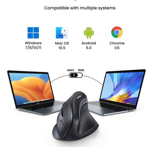 Mouse Vertical Inalambrico 4000dpi 6 Botones Ergonomico