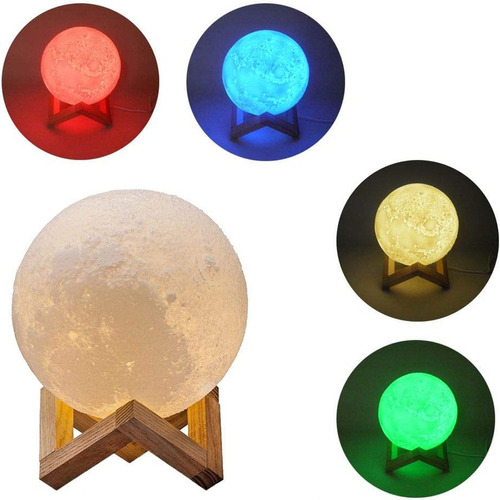 Luminária Lua Cheia Moon Lamp 3d Toque Muda Cor Usb 1227 Cor da cúpula Branco Cor da estrutura Marrom-claro 110V/220V