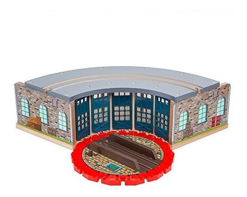 Orbrium Wooden Railway Roundhouse Con Turntable 2bdke