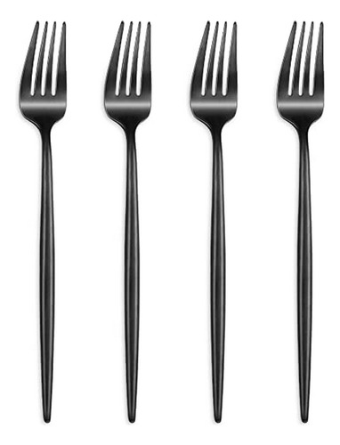 Set De Tenedores Negros Satinados De Acero Inoxidable