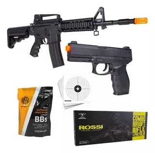 Fuzil Airsoft E Pistola Spring Rossi 6mm Combo Iniciante