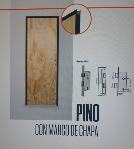 Puerta Placa Pino 70 X 200 Cm Marco 10cm  Chapa 24 Abrir Der