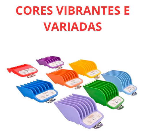 Kit Pente De Máquina Do 1 Ao 8 Wmark Cores Variadas