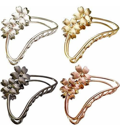 Pinzas - Tang Song 4pcs Double Flowers Shaped Metal Hair Cla