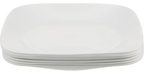 Juego De Placas Corelle Cuadrado Blanco Puro De 9 Pulgadas (