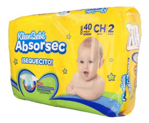 Kleen Bebe Absorsec Unisex Chico Etapa 2 Con 40 Pañales