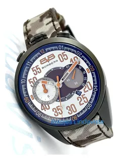 Reloj Bomberg 1968 Cronógrafo Negro Textil Camuflaje