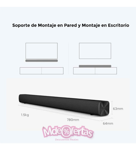 Imagen 4 de 10 de Barra De Sonido Para Tv Xiaomi Mi Sound Bar