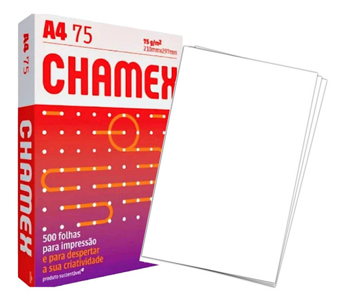 Folha Papel Sulfite A4 Chamex 75g Com 5 Pacotes 2500 Folhas