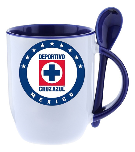 Taza Con Cuchara Cruz Azul  Equipo De Futbol Personalizada 