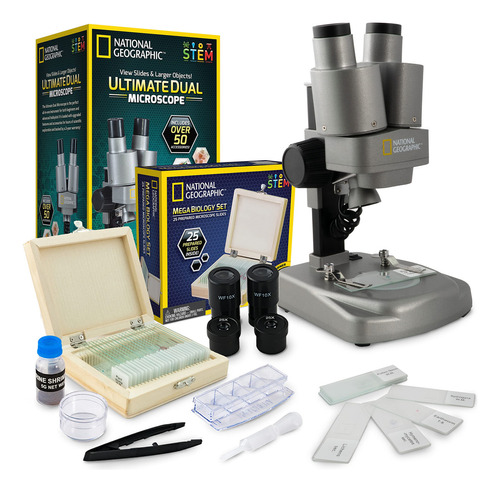 Microscopio Led Dual Para Niños Kit De Ciencia Natgeo Aument