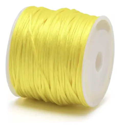 Hilo Cordón Cola De Ratón Rayon Color Amarillo 1mm 80 Mtrs