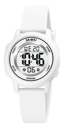 Reloj Unisex Skmei 1721 Sumergible Digital Alarma Cronometro Color de la malla Blanco Color del fondo Blanco