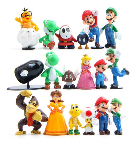 Grikai Juego De 18 Figuras De Accin Super Mario Bros Super M