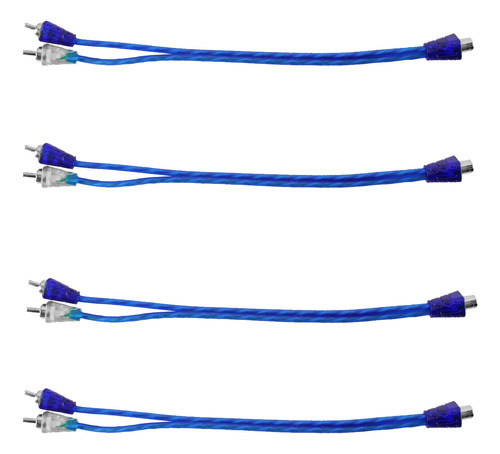 Kit 4 Cabos Rca Y 1f/2m 4mm Injetado Som Automotivo Forceone