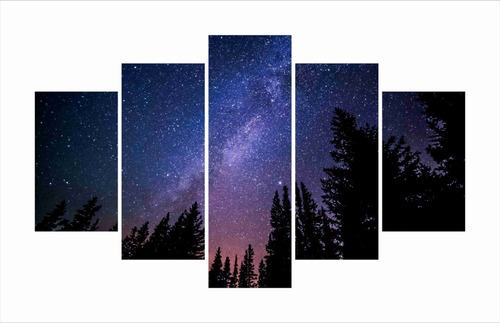 Cuadro Decorativo Paisaje Nocturno Estrellas 125cm Por 70cm 