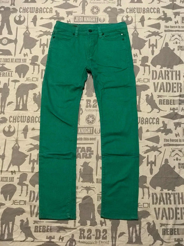 Pantalón Jeans Tela Color Verde Marca Reell Talla 42/44