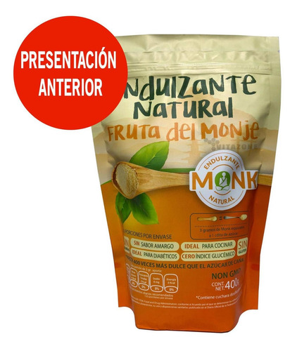 Imagen 6 de 7 de Fruta Del Monje Sustituto De Azúcar 400 Gr 2 Sobres